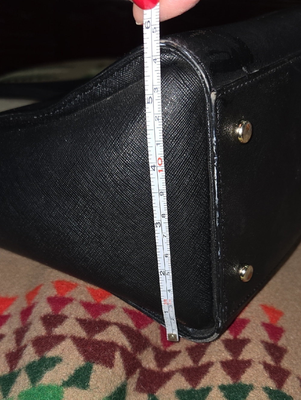 Kate Spade Black Leather Tote 10.5" X 14" - Picture 5 of 13
